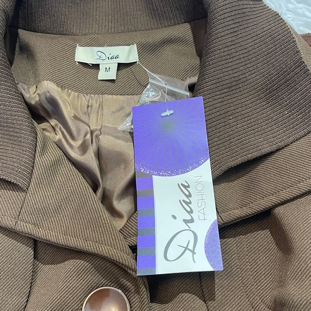 DIAA Women's SHORT TREND COAT Brown Belted  WOMENS SIZE M NWT - Picture 8 of 14
